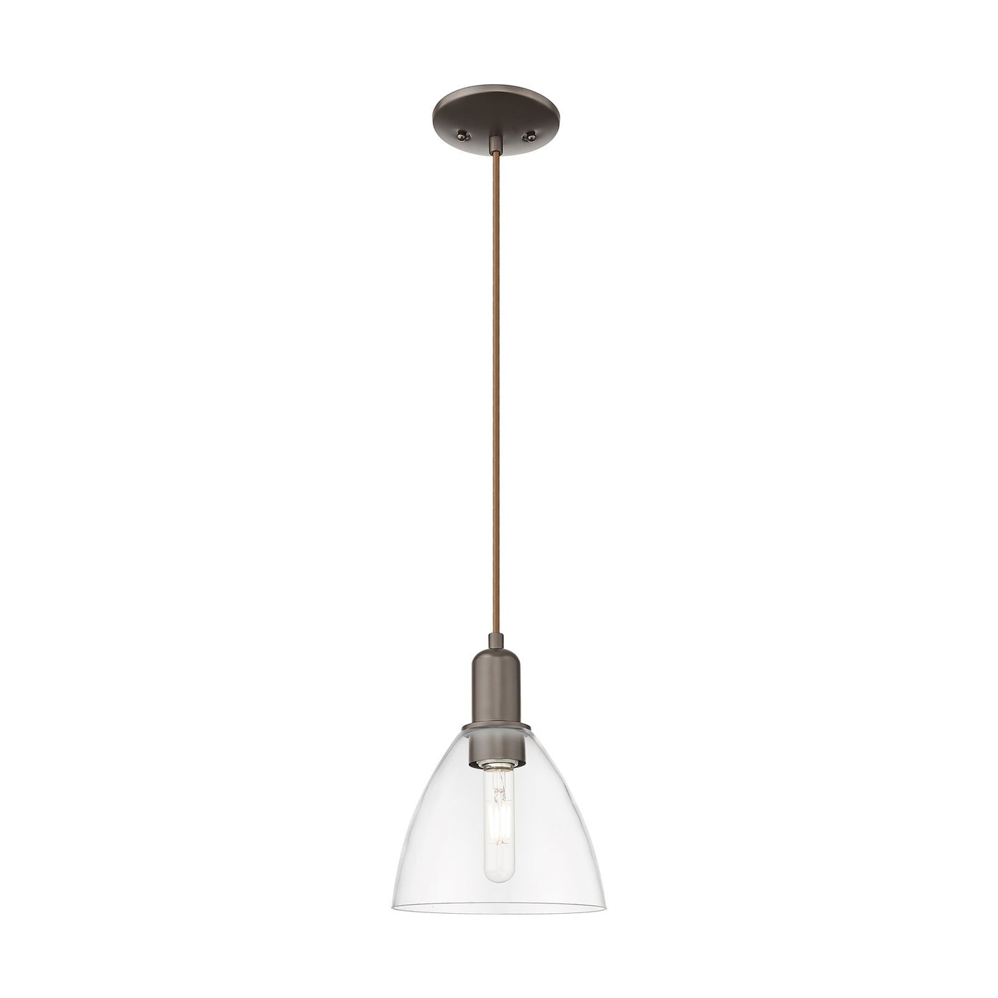 Innovations Bristol 8in 1-Light Mini Pendant | Industrial Oil Rubbed Bronze and Clear Glass | Kitchen Island & Dining Room | 7.5 | Model 716-1P-OB-GBD-752