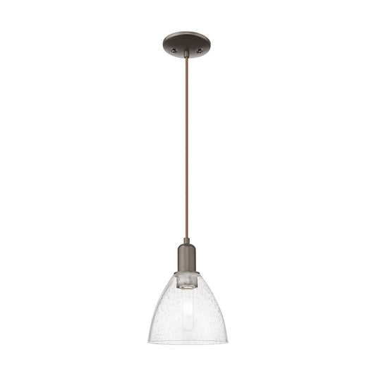 Innovations Bristol 8in 1-Light Mini Pendant | Industrial Oil Rubbed Bronze Steel and Seedy Glass | Kitchen Island & Dining Room | Model 716-1P-OB-GBD-754