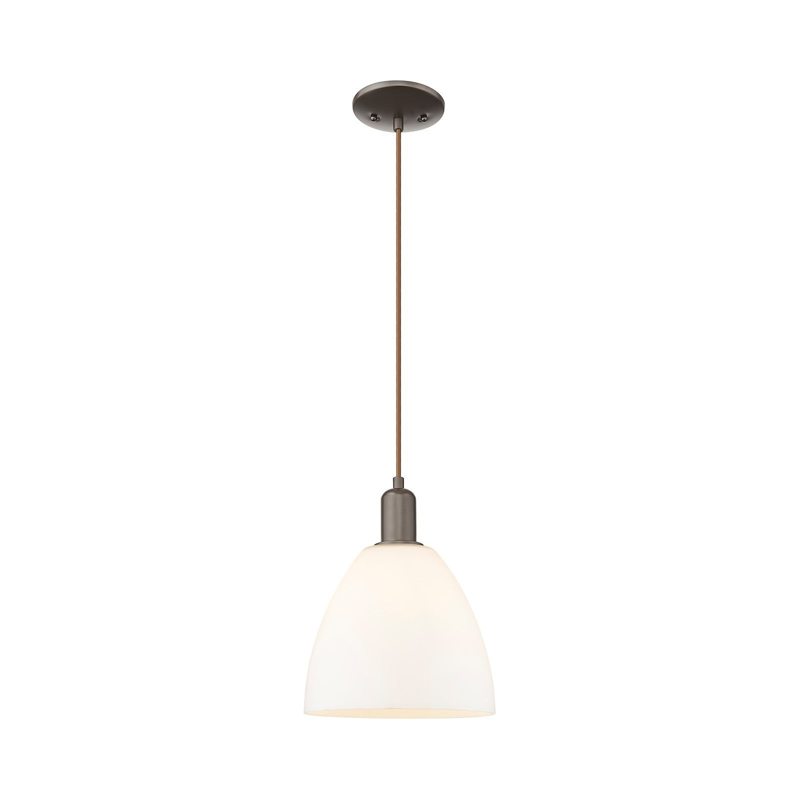 Innovations Bristol 9in 1-Light Mini Pendant | Industrial Oil Rubbed Bronze and Matte White Glass | Kitchen Island & Dining Room | Model 716-1P-OB-GBD-91