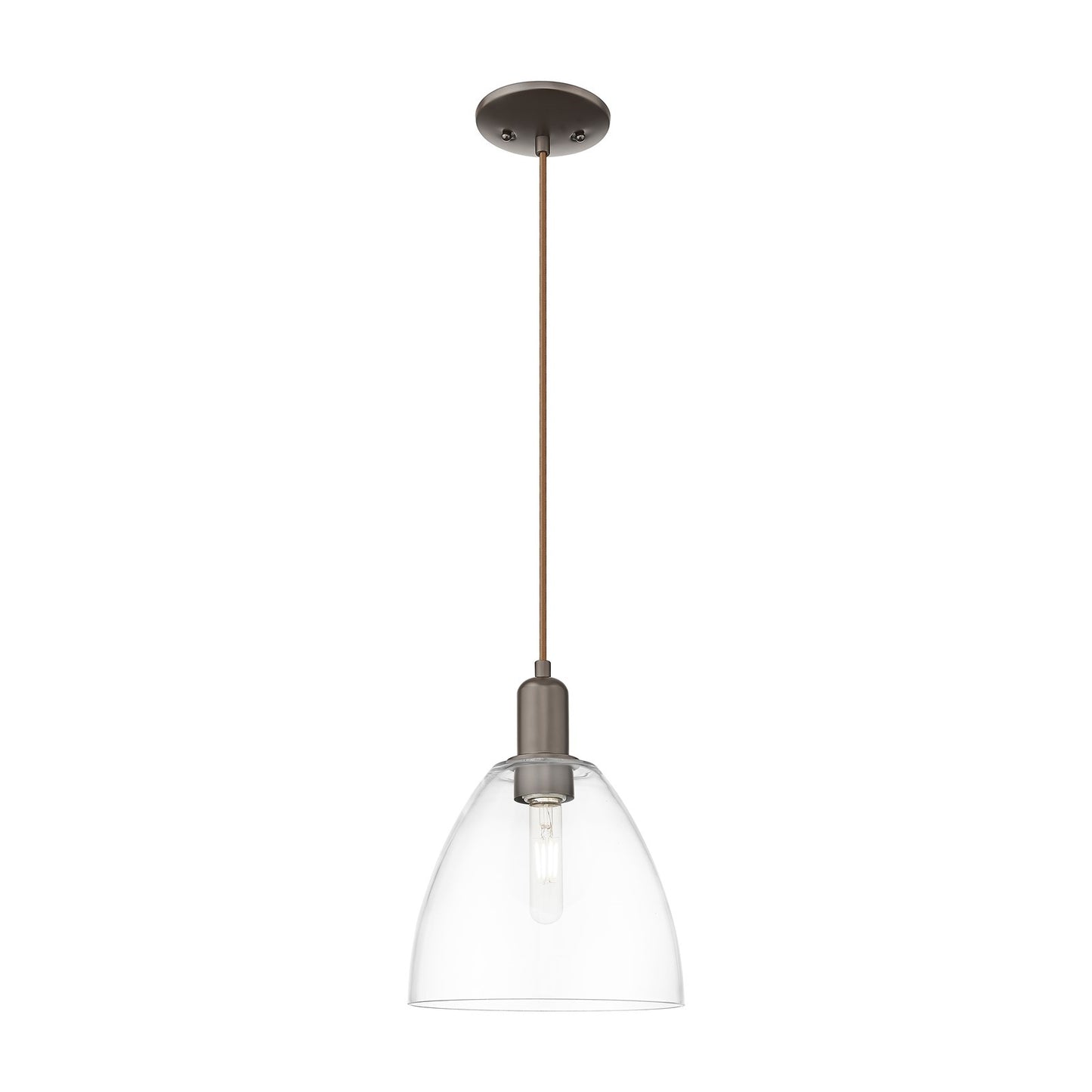 Innovations Bristol 9in 1-Light Mini Pendant | Industrial Oil Rubbed Bronze Steel and Clear Glass | Kitchen Island & Dining Room | Model 716-1P-OB-GBD-92