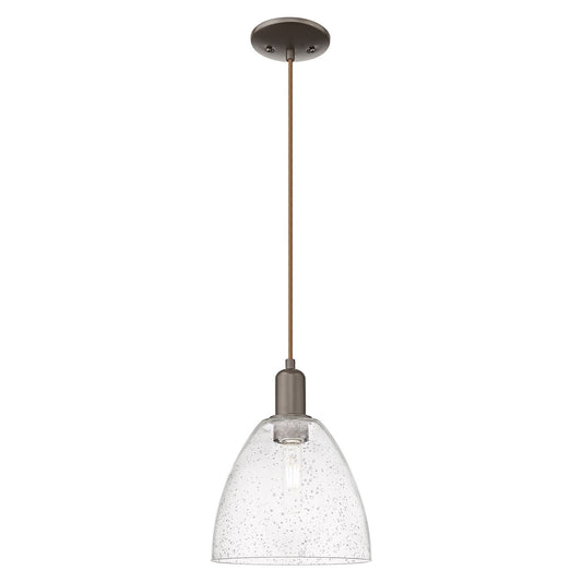 Innovations Bristol 9in 1-Light Mini Pendant | Industrial Oil Rubbed Bronze Steel and Seedy Glass | Kitchen Island & Dining Room | Model 716-1P-OB-GBD-94