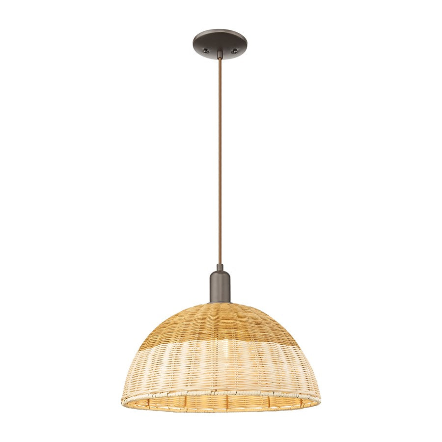 Innovations NB Dome 1Lt Cord Mini Pendant/16" OB/NF - 716-1P-OB-NBD2-16-NAT
