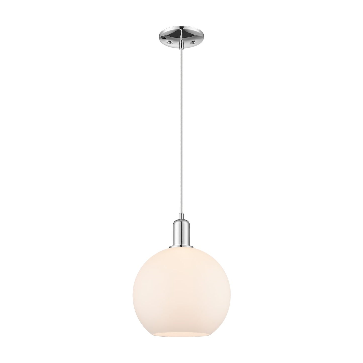 Innovations Athens 10in 1-Light Mini Pendant | Industrial Polished Chrome and Matte White Glass | Kitchen Island & Dining Room | Model 716-1P-PC-G121-10