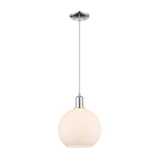 Innovations Athens 10in 1-Light Mini Pendant | Industrial Polished Chrome and Matte White Glass | Kitchen Island & Dining Room | Model 716-1P-PC-G121-10