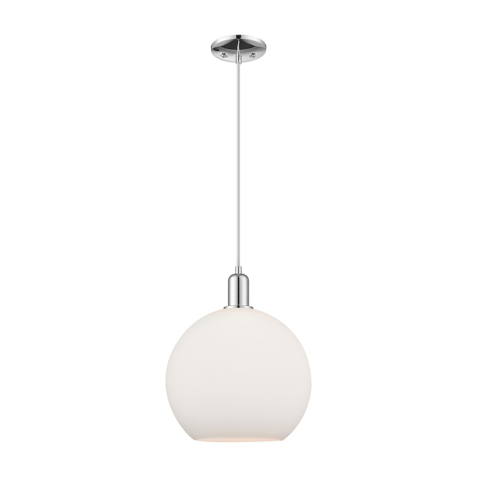 Innovations Athens 12in 1-Light Mini Pendant | Industrial Polished Chrome and Matte White Glass | Kitchen Island & Dining Room | Model 716-1P-PC-G121-12