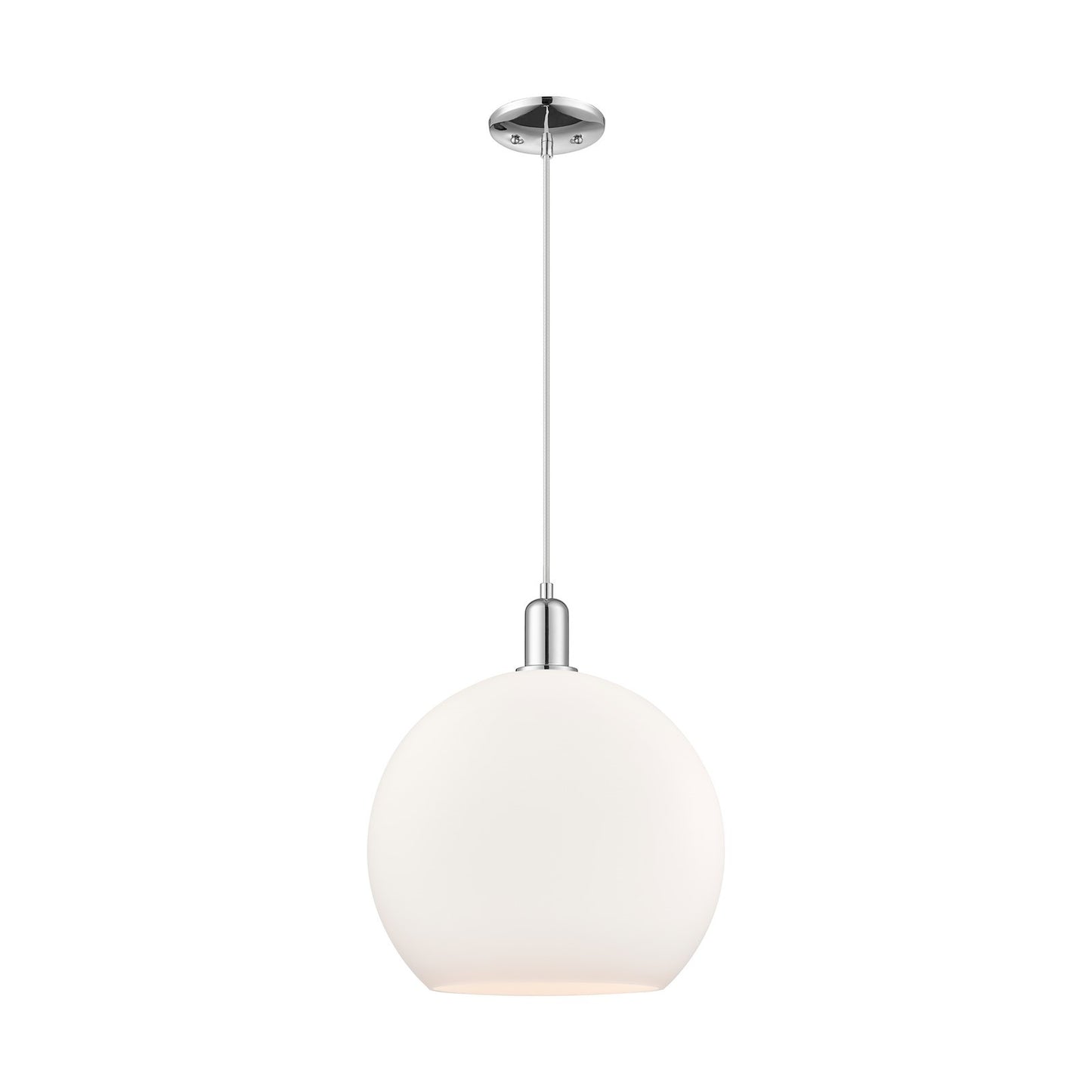 Innovations Athens 14in 1-Light Mini Pendant | Industrial Polished Chrome and Matte White Glass | Kitchen Island & Dining Room | Model 716-1P-PC-G121-14