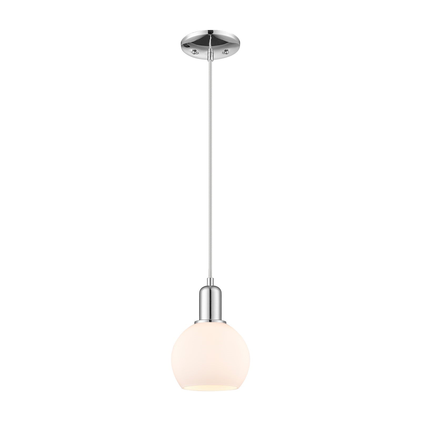 Innovations Athens 6in 1-Light Mini Pendant | Industrial Polished Chrome Steel and Matte White Glass | Kitchen Island & Dining | Model 716-1P-PC-G121-6