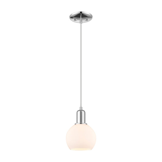 Innovations Athens 6in 1-Light Mini Pendant | Industrial Polished Chrome Steel and Matte White Glass | Kitchen Island & Dining | Model 716-1P-PC-G121-6