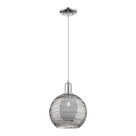 Innovations Athens Deco Swirl 10in 1-Light Mini Pendant | Industrial Polished Chrome and Light Smoke Glass | Kitchen Island & | Model 716-1P-PC-G1213-10SM