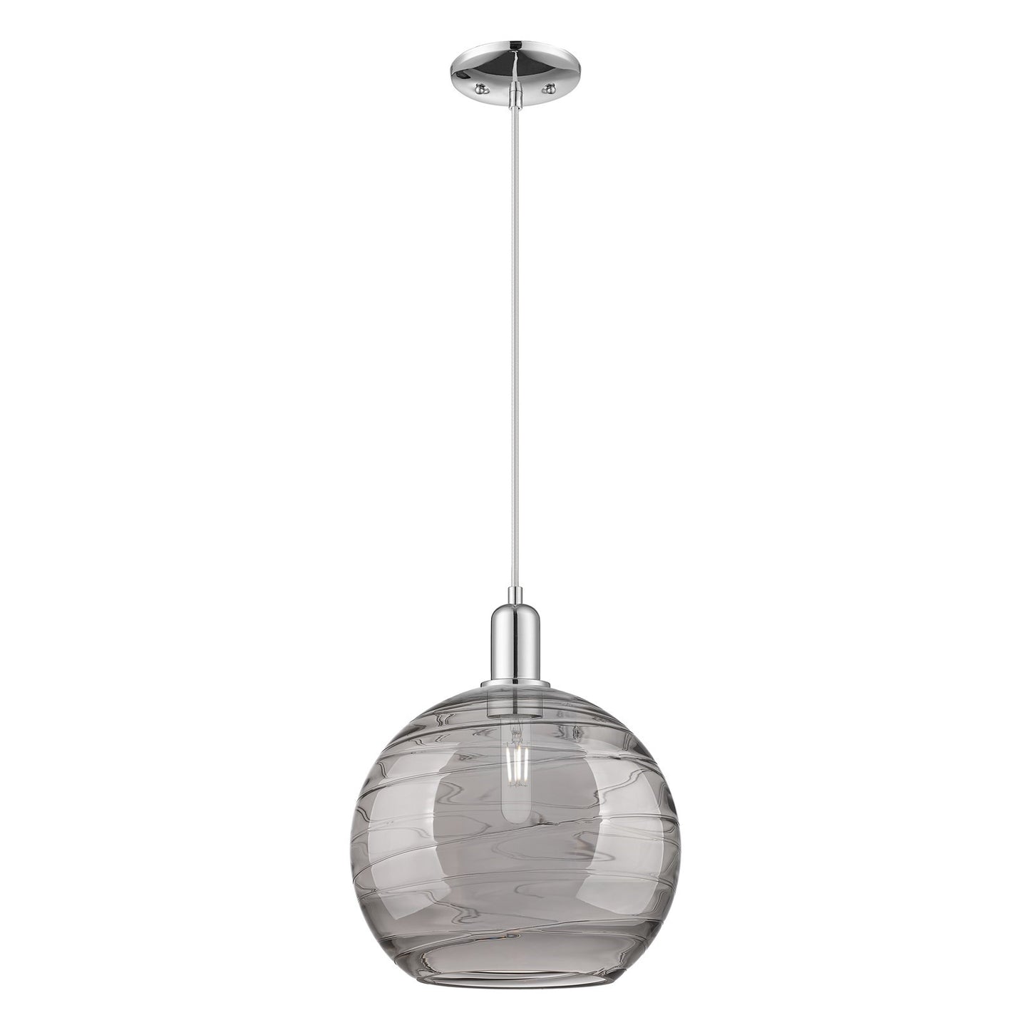 Innovations Athens Deco Swirl 12in 1-Light Mini Pendant | Industrial Polished Chrome and Clear Deco Swirl Glass | Kitchen | Model 716-1P-PC-G1213-12CL