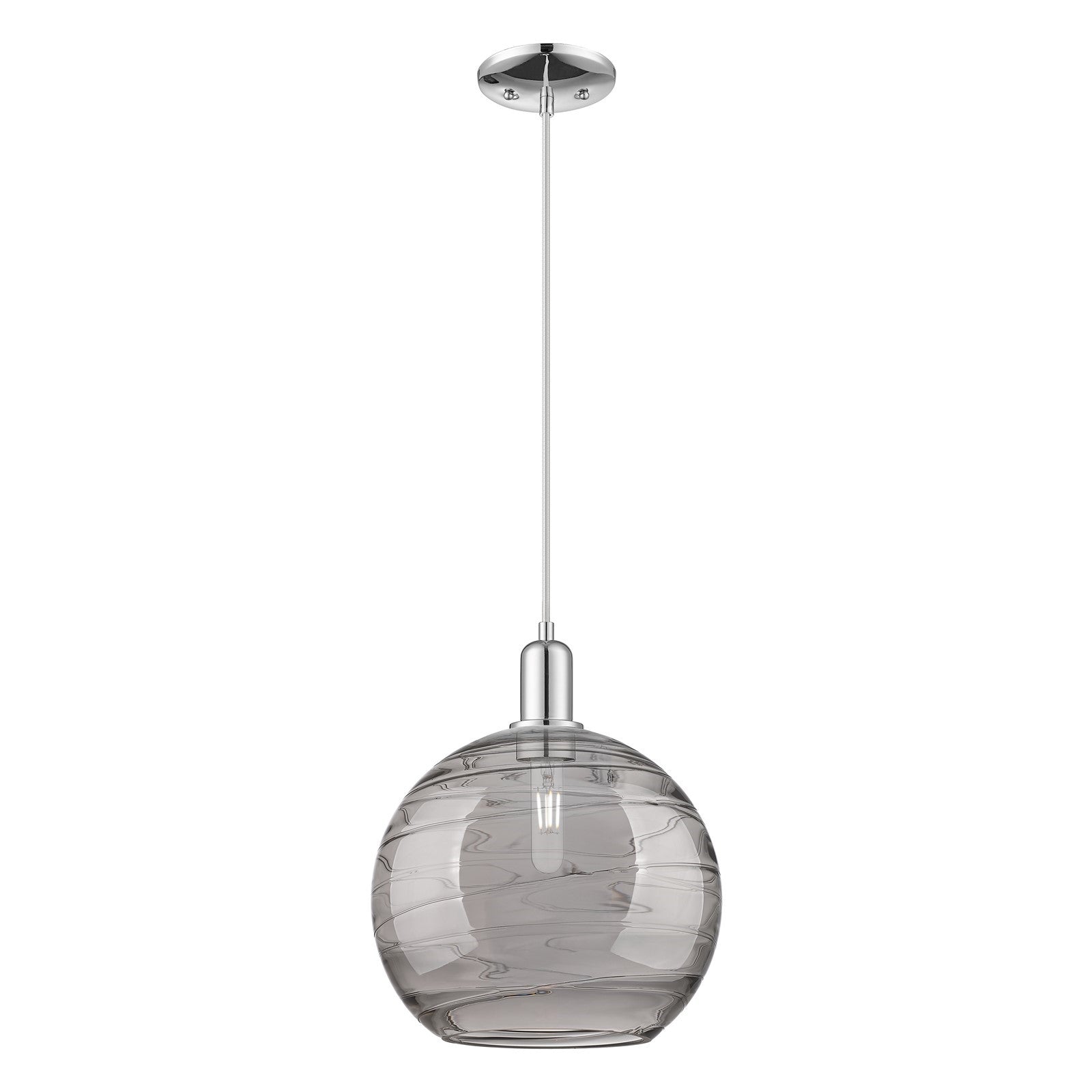 Innovations Athens Deco Swirl 12in 1-Light Mini Pendant | Industrial Polished Chrome and Clear Deco Swirl Glass | Kitchen | Model 716-1P-PC-G1213-12CL