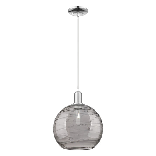 Innovations Athens Deco Swirl 12in 1-Light Mini Pendant | Industrial Polished Chrome and Clear Deco Swirl Glass | Kitchen | Model 716-1P-PC-G1213-12CL