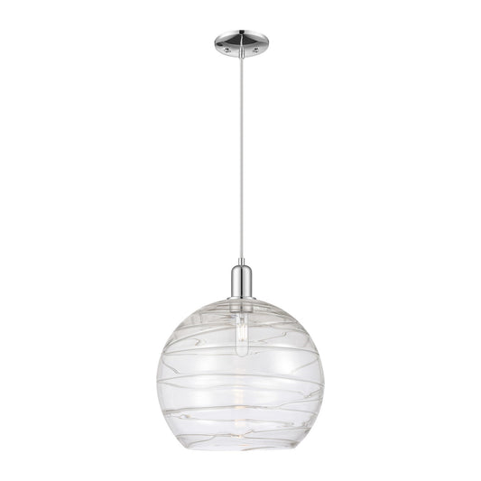 Innovations Athens Deco Swirl 14in 1-Light Mini Pendant | Industrial Polished Chrome Steel and Clear Deco Swirl Glass | Model 716-1P-PC-G1213-14CL