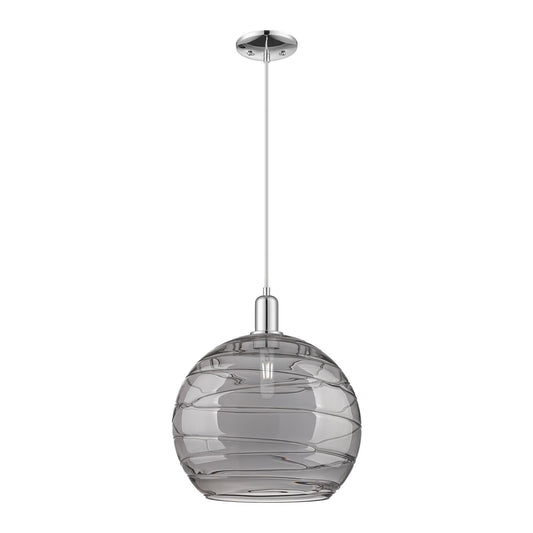 Innovations Athens Deco Swirl 14in 1-Light Mini Pendant | Industrial Polished Chrome and Light Smoke Glass | Kitchen Island & | Model 716-1P-PC-G1213-14SM