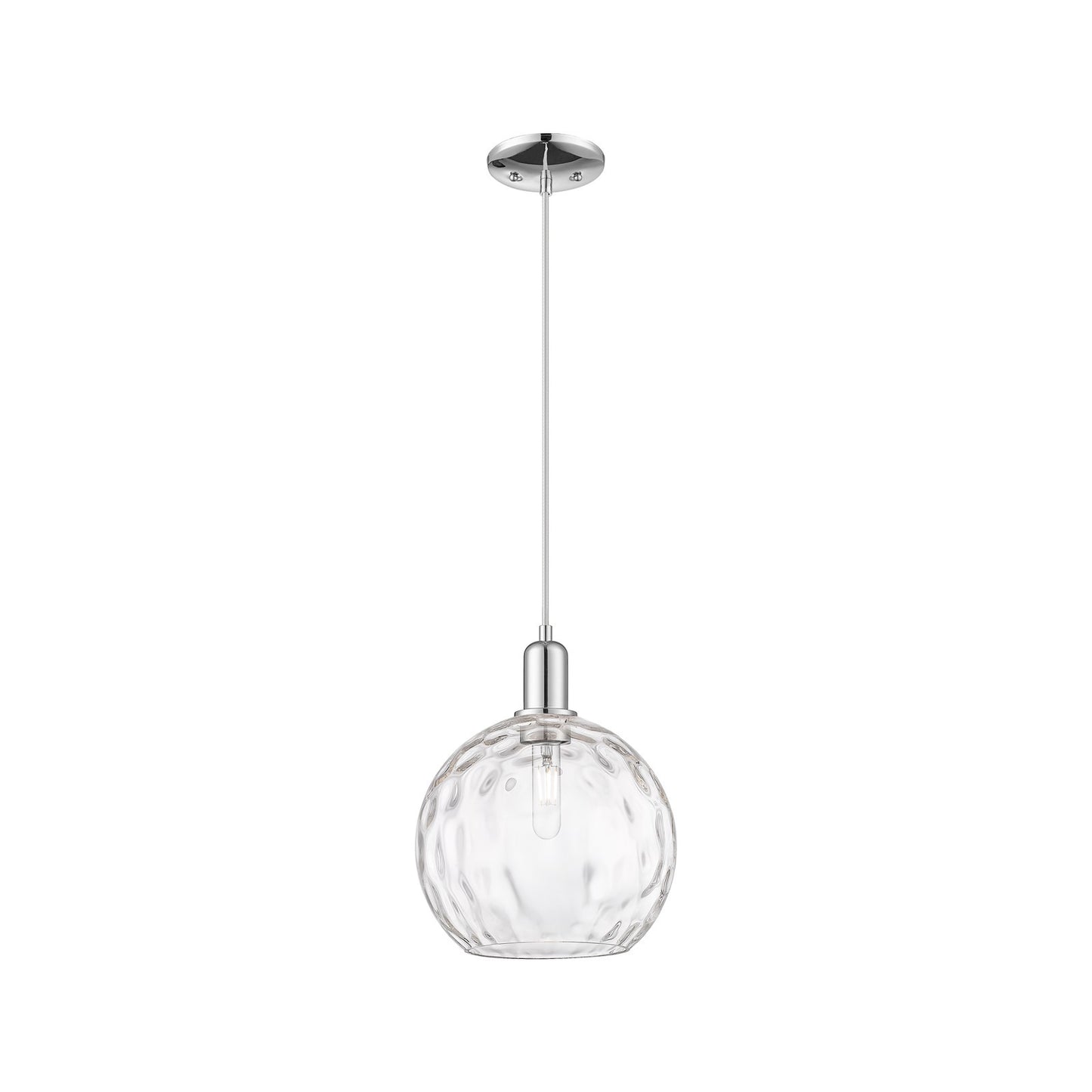 Innovations Athens Water Glass 10in 1-Light Mini Pendant | Industrial Polished Chrome and Clear Glass | Kitchen Island & Dining | Model 716-1P-PC-G1215-10