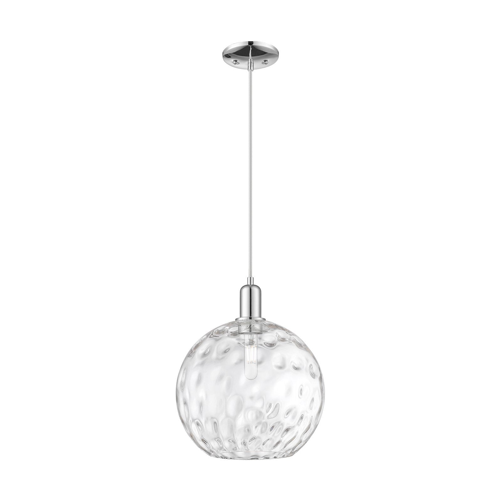 Innovations Athens Water Glass 12in 1-Light Mini Pendant | Industrial Polished Chrome Steel and Clear Water Glass | Kitchen | Model 716-1P-PC-G1215-12