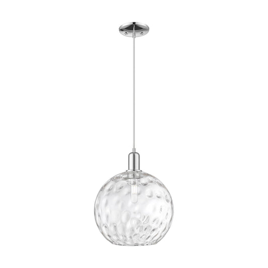 Innovations Athens Water Glass 12in 1-Light Mini Pendant | Industrial Polished Chrome Steel and Clear Water Glass | Kitchen | Model 716-1P-PC-G1215-12