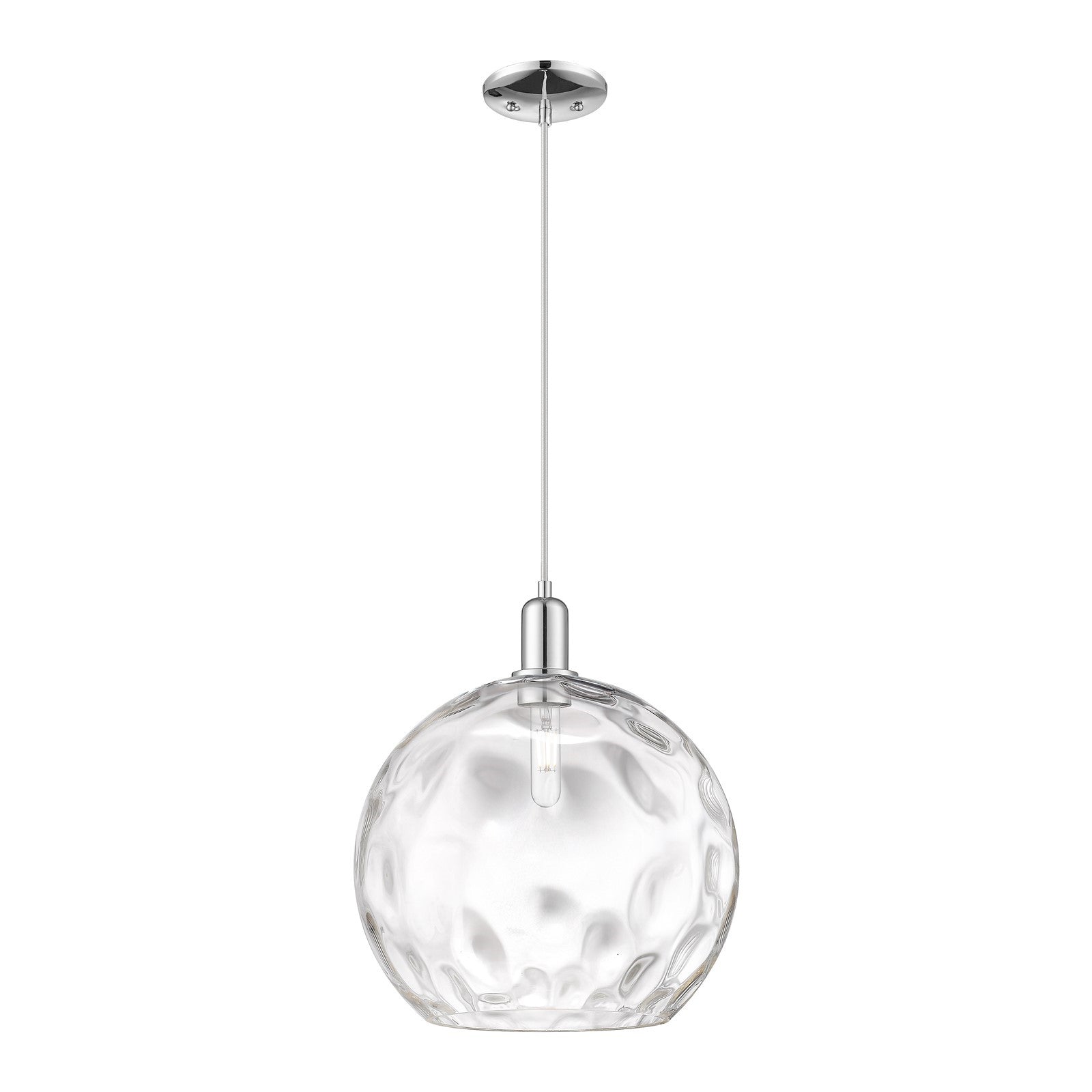 Innovations Athens Water Glass 13in 1-Light Mini Pendant | Industrial Polished Chrome and Clear Glass | Kitchen Island & Dining | Model 716-1P-PC-G1215-14