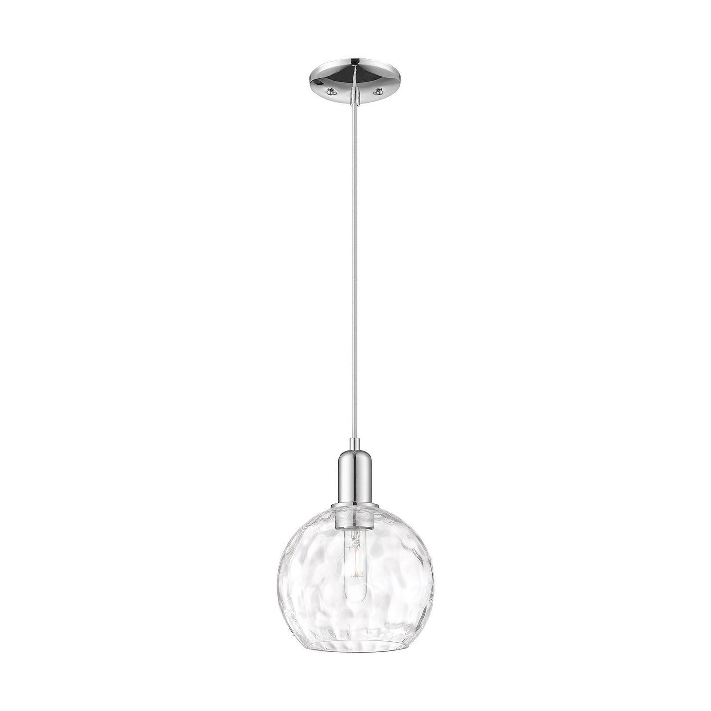 Innovations Athens Water Glass 8in 1-Light Mini Pendant | Industrial Polished Chrome Steel and Clear Glass | Kitchen Island & | Model 716-1P-PC-G1215-8