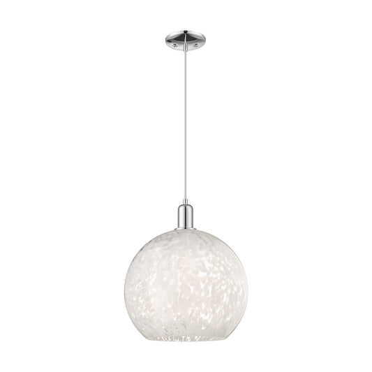 Innovations Lighting White Mouchette 14in 1-Light Mini Pendant | Industrial Polished Chrome and White Glass | Kitchen Island | Model 716-1P-PC-G1216-14WM