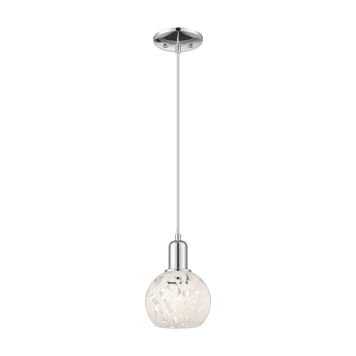 Innovations Lighting White Mouchette 6in 1-Light Mini Pendant | Industrial Polished Chrome and White Glass | Kitchen Island & | Model 716-1P-PC-G1216-6WM