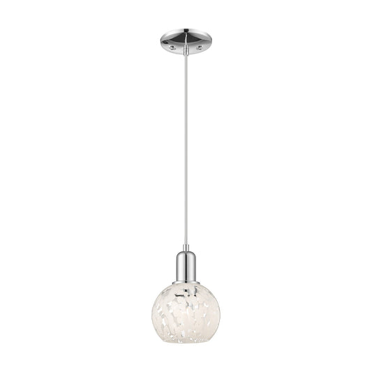 Innovations Lighting White Mouchette 6in 1-Light Mini Pendant | Industrial Polished Chrome and White Glass | Kitchen Island & | Model 716-1P-PC-G1216-6WM