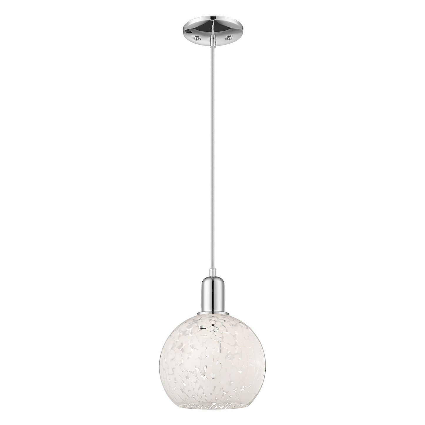 Innovations Lighting White Mouchette 8in 1-Light Mini Pendant | Industrial Polished Chrome and White Glass | Kitchen Island & | Model 716-1P-PC-G1216-8WM