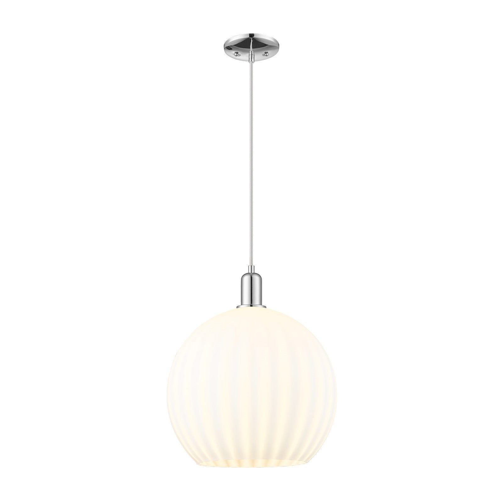 Innovations Lighting White Venetian 1-Light Mini Pendant | Industrial Polished Chrome and White Venetian Glass | Kitchen | Model 716-1P-PC-G1217-14WV