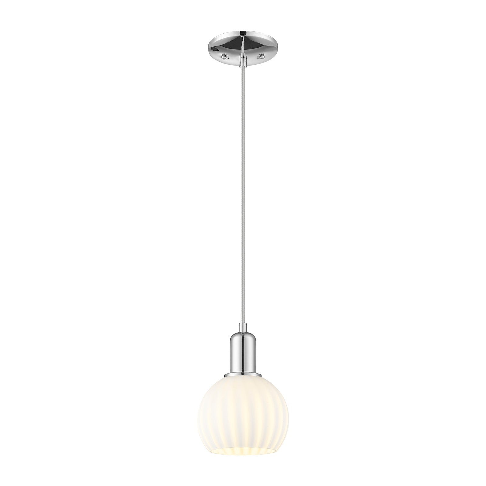 Innovations Lighting White Venetian 6in 1-Light Mini Pendant | Industrial Polished Chrome and White Venetian Glass | Kitchen | Model 716-1P-PC-G1217-6WV