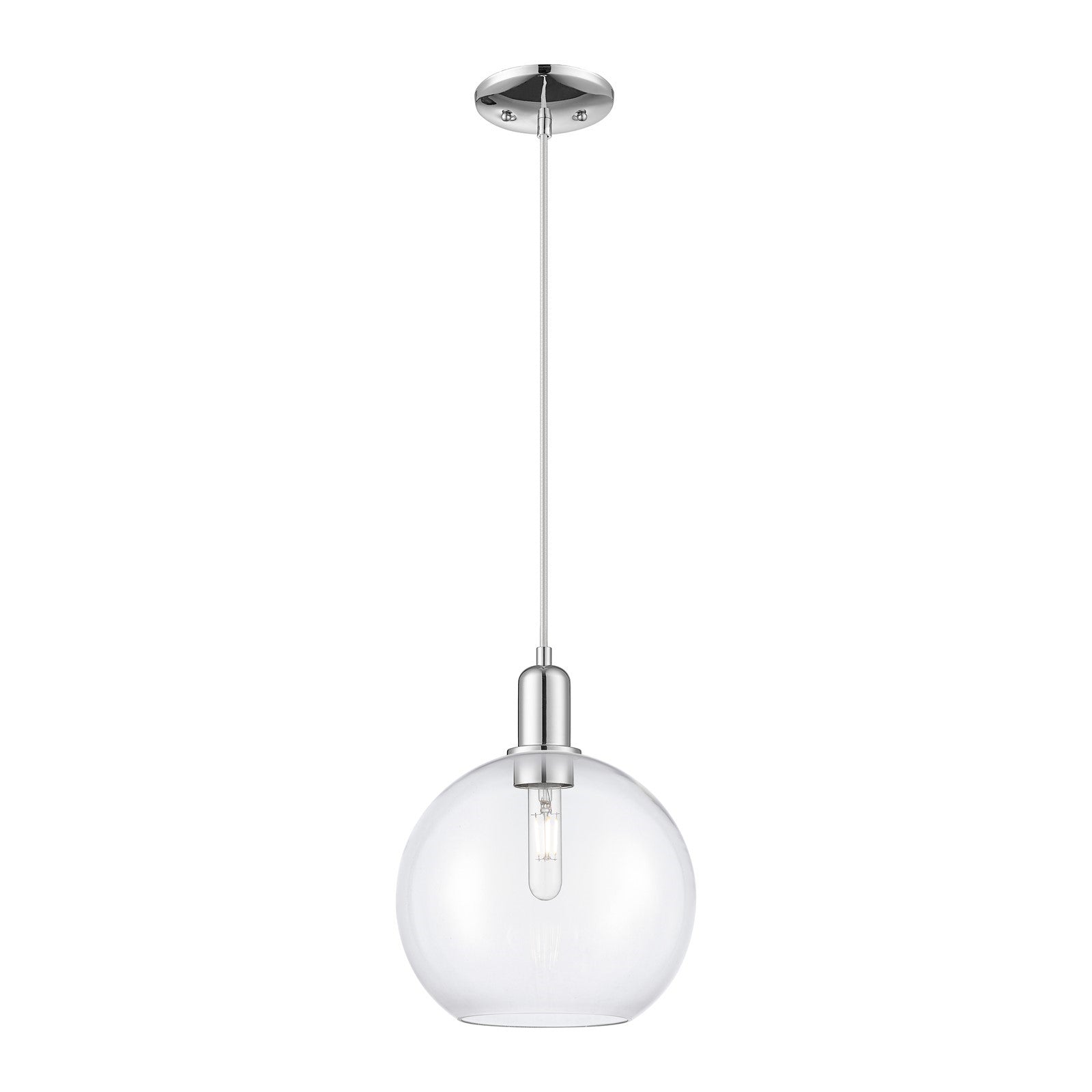 Innovations Athens 10in 1-Light Mini Pendant | Industrial Polished Chrome Steel and Clear Glass | Kitchen Island & Dining Room | Model 716-1P-PC-G122-10