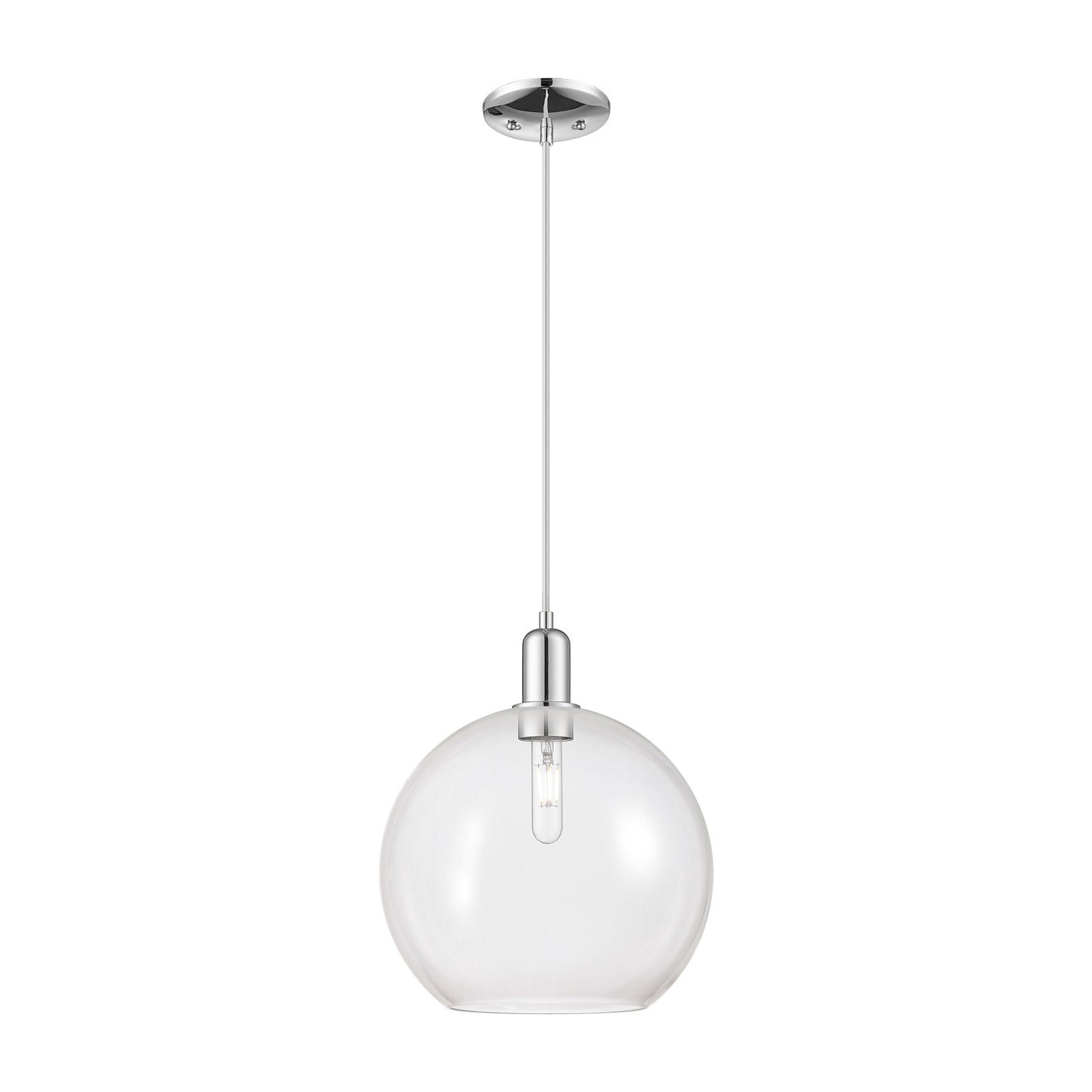 Innovations Athens 12in 1-Light Mini Pendant | Industrial Polished Chrome and Clear Glass | Kitchen Island & Dining Room | 11.75 | Model 716-1P-PC-G122-12
