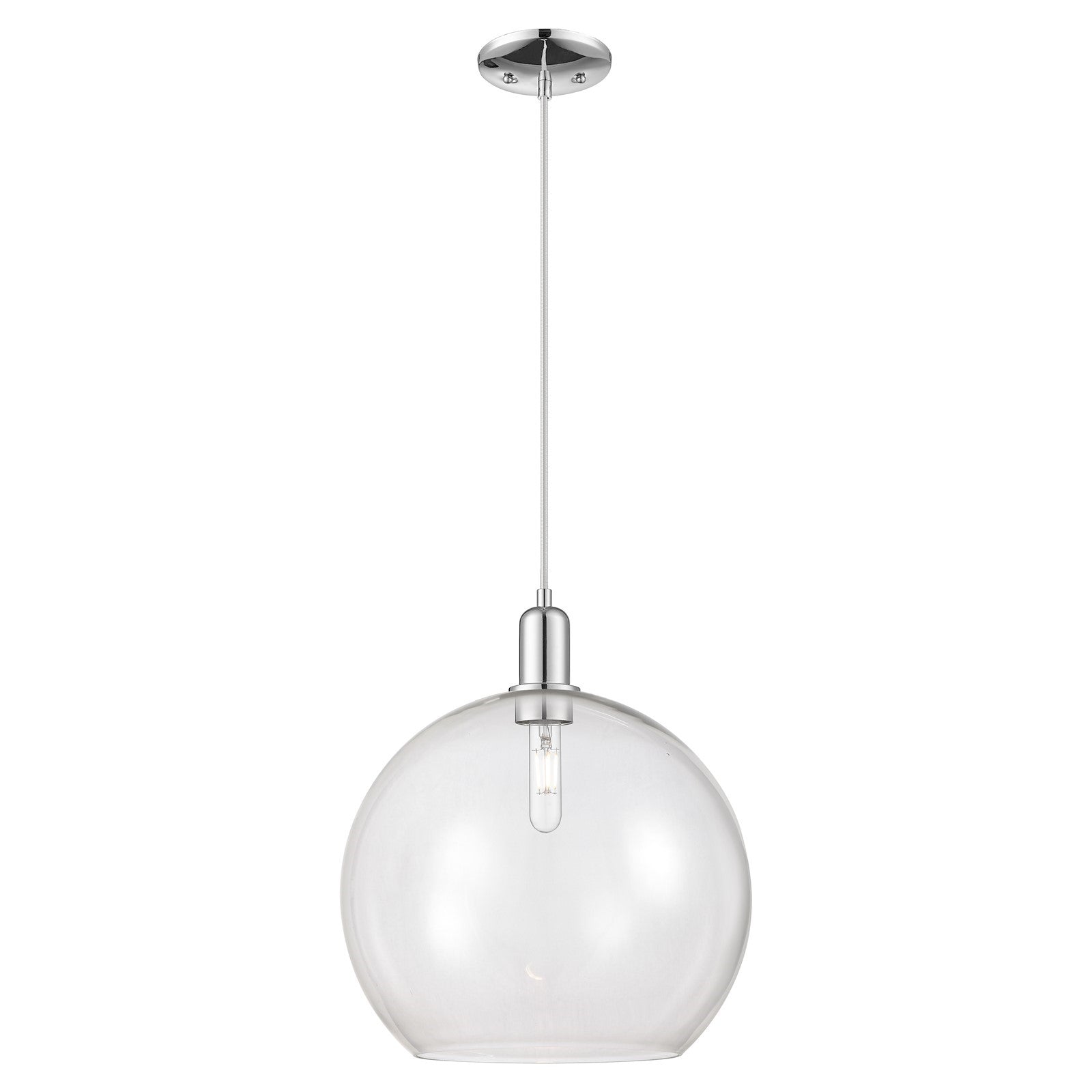 Innovations Athens 14in 1-Light Mini Pendant | Industrial Polished Chrome Steel and Clear Glass | Kitchen Island & Dining Room | Model 716-1P-PC-G122-14