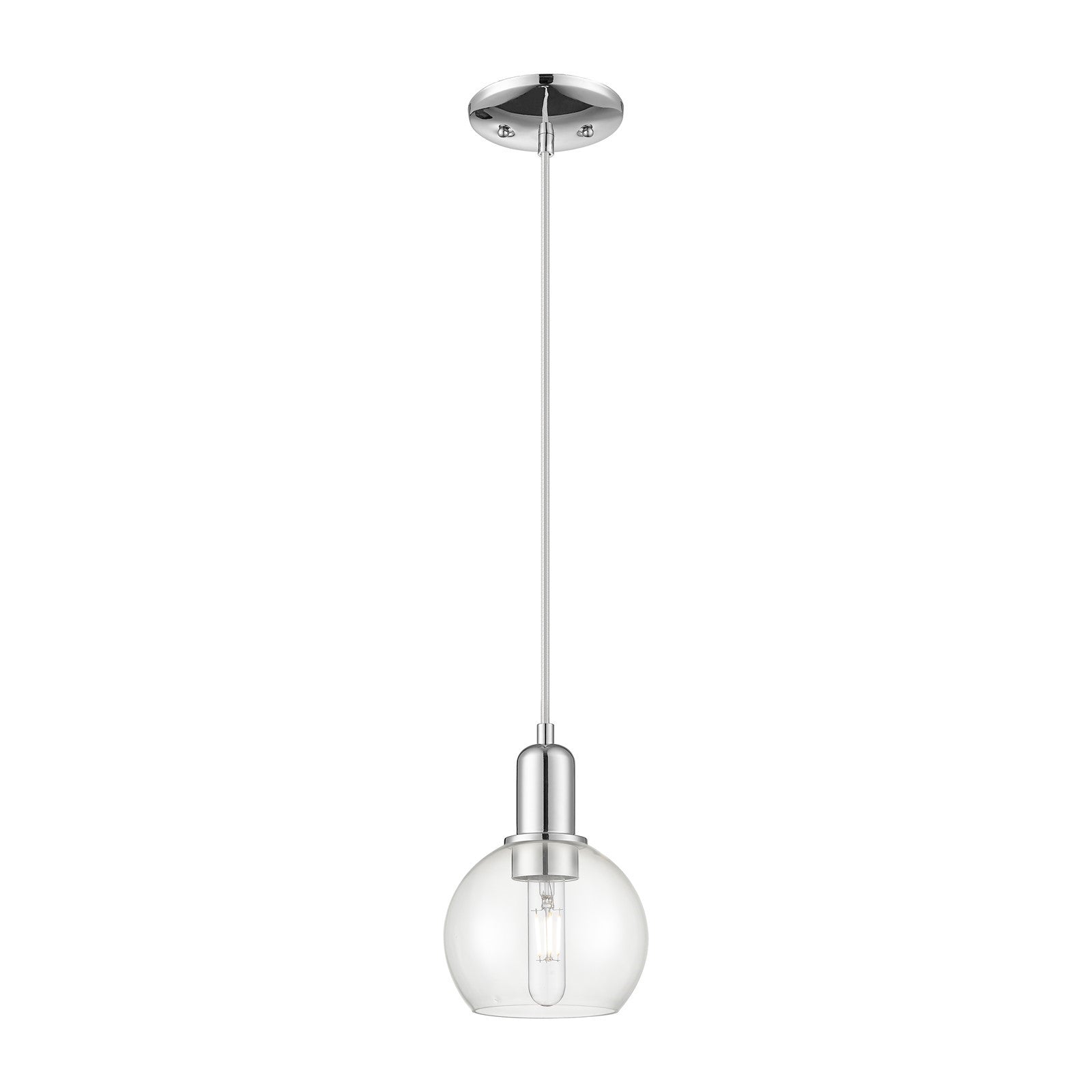 Innovations Athens 6in 1-Light Mini Pendant | Industrial Polished Chrome Steel and Clear Glass | Kitchen Island & Dining Room | Model 716-1P-PC-G122-6