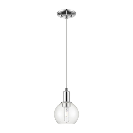 Innovations Athens 6in 1-Light Mini Pendant | Industrial Polished Chrome Steel and Clear Glass | Kitchen Island & Dining Room | Model 716-1P-PC-G122-6