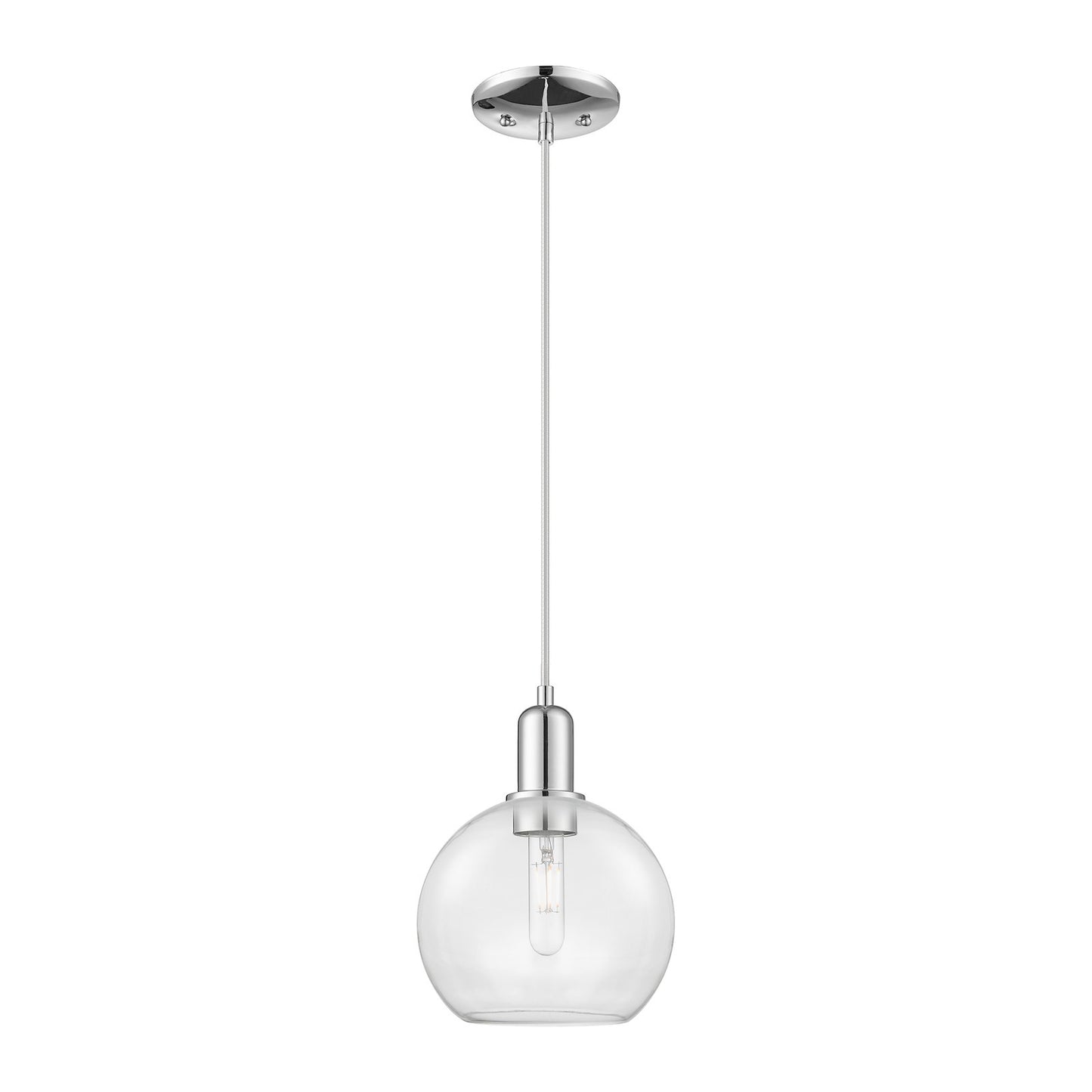 Innovations Athens 8in 1-Light Mini Pendant | Industrial Polished Chrome Steel and Clear Glass | Kitchen Island & Dining Room | Model 716-1P-PC-G122-8