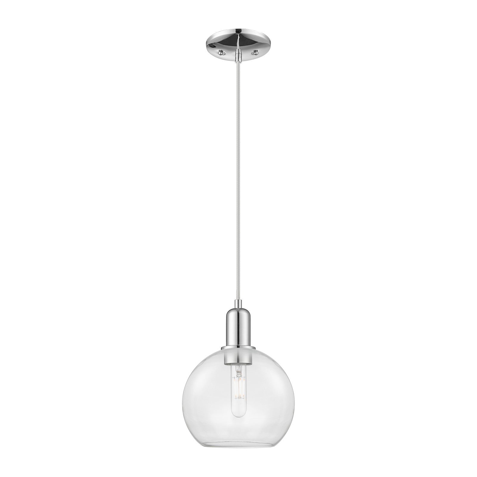 Innovations Athens 8in 1-Light Mini Pendant | Industrial Polished Chrome Steel and Clear Glass | Kitchen Island & Dining Room | Model 716-1P-PC-G122-8