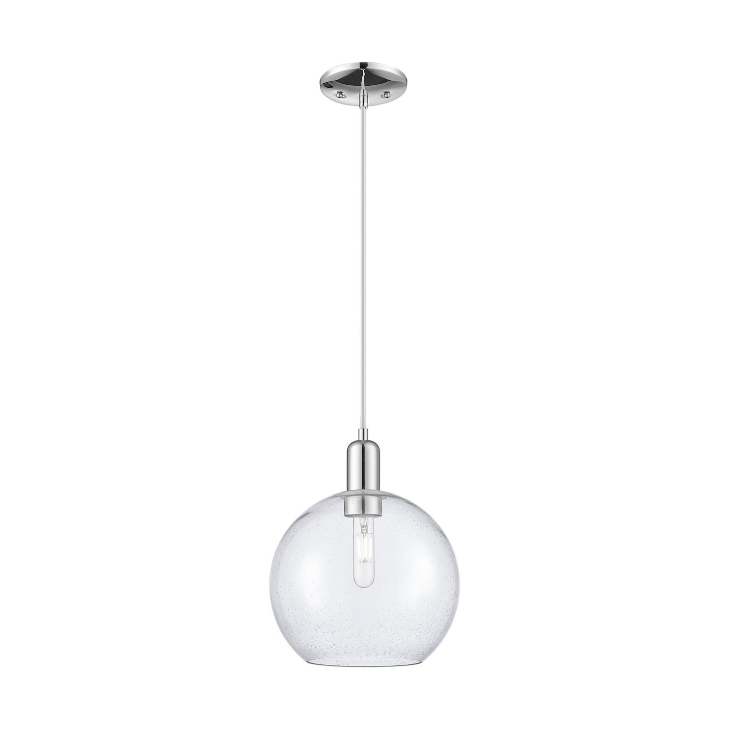 Innovations Athens 10in 1-Light Mini Pendant | Industrial Polished Chrome Steel and Seedy Glass | Kitchen Island & Dining Room | Model 716-1P-PC-G124-10