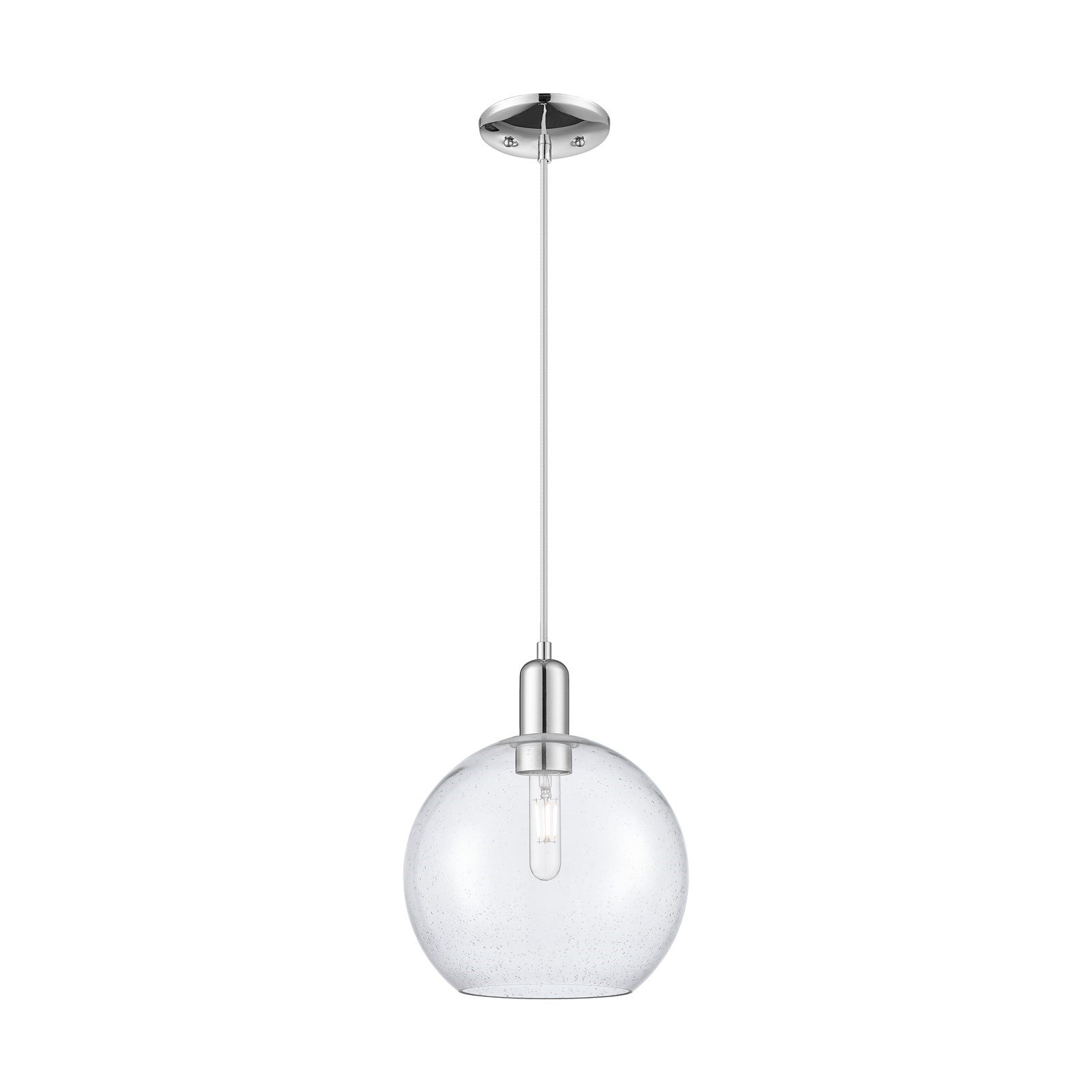 Innovations Athens 10in 1-Light Mini Pendant | Industrial Polished Chrome Steel and Seedy Glass | Kitchen Island & Dining Room | Model 716-1P-PC-G124-10