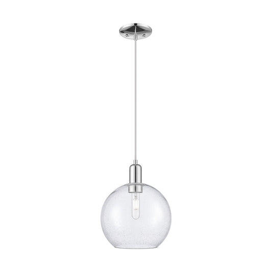 Innovations Athens 10in 1-Light Mini Pendant | Industrial Polished Chrome Steel and Seedy Glass | Kitchen Island & Dining Room | Model 716-1P-PC-G124-10