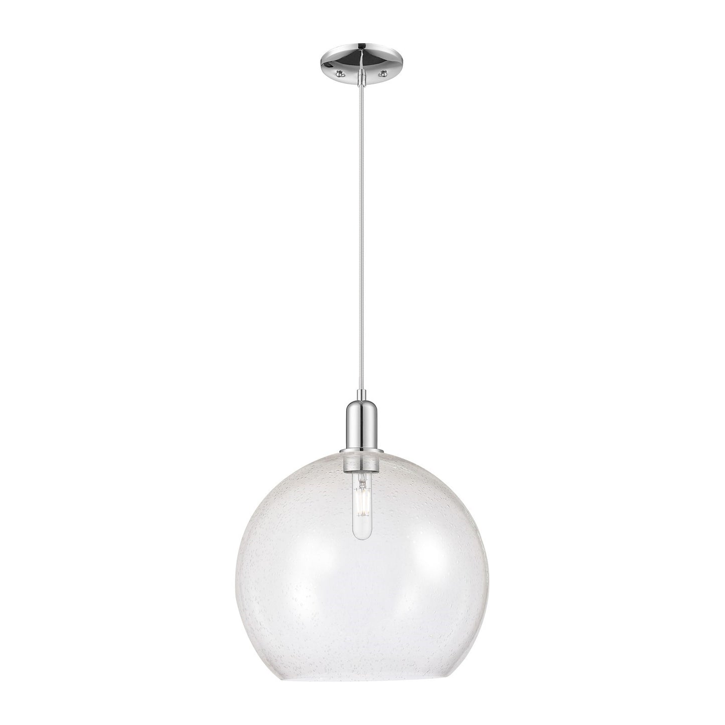 Innovations Athens 14in 1-Light Mini Pendant | Industrial Polished Chrome Steel and Seedy Glass | Kitchen Island & Dining Room | Model 716-1P-PC-G124-14