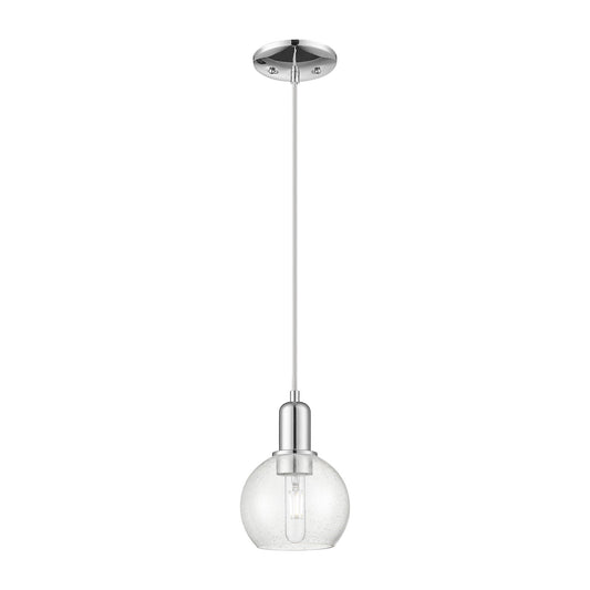 Innovations Athens 6in 1-Light Mini Pendant | Industrial Polished Chrome Steel and Seedy Glass | Kitchen Island & Dining Room | Model 716-1P-PC-G124-6
