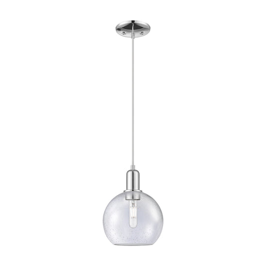 Innovations Athens 8in 1-Light Mini Pendant | Industrial Polished Chrome and Seedy Glass | Kitchen Island & Dining Room | 8 x 8 x | Model 716-1P-PC-G124-8
