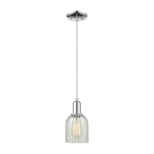 Innovations Caledonia 5in 1-Light Mini Pendant | Industrial Polished Chrome Steel and Mouchette Glass | Kitchen Island & Dining | Model 716-1P-PC-G2511