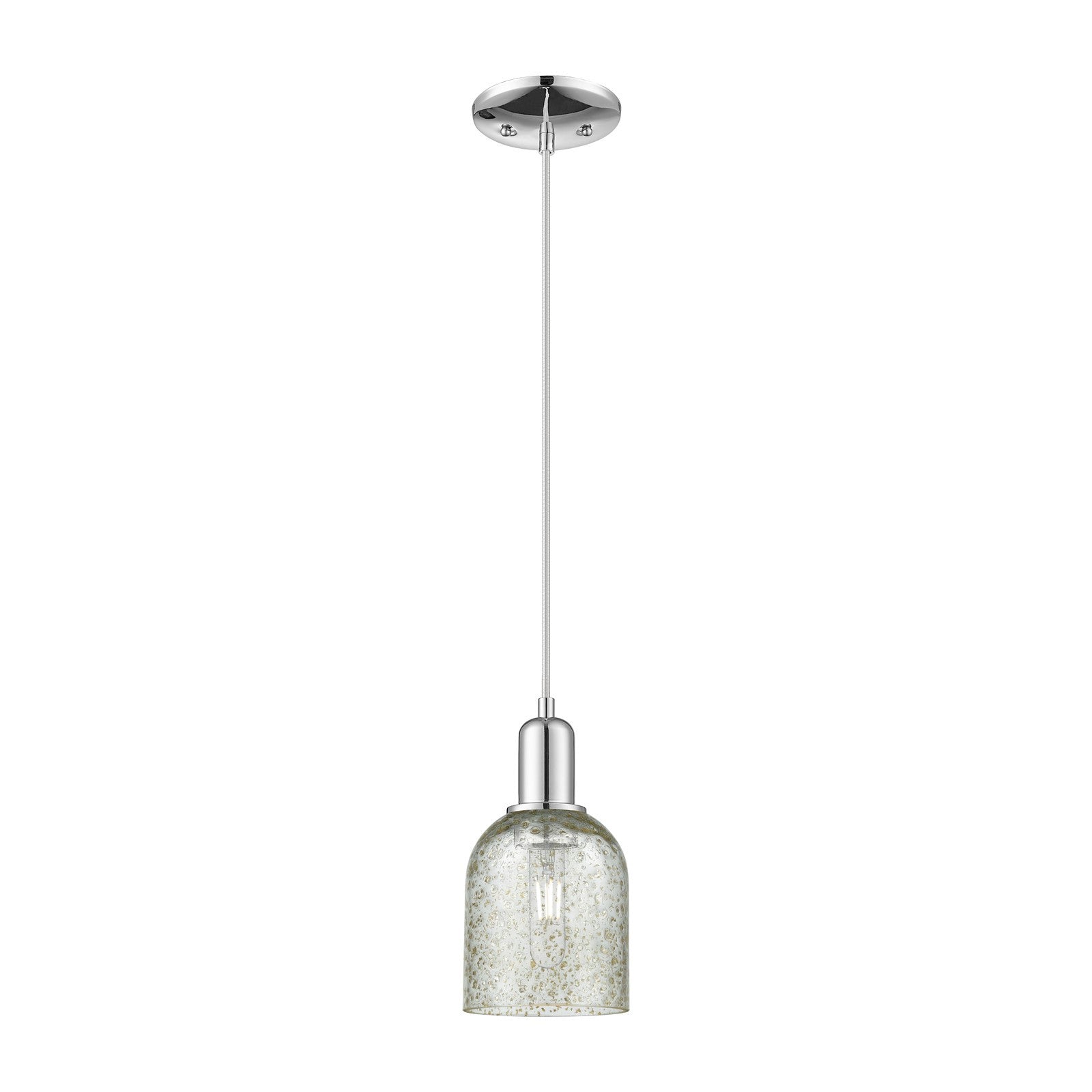 Innovations Caledonia 5in 1-Light Mini Pendant | Industrial Polished Chrome Steel and Mica Glass | Kitchen Island & Dining Room | 5 | Model 716-1P-PC-G259