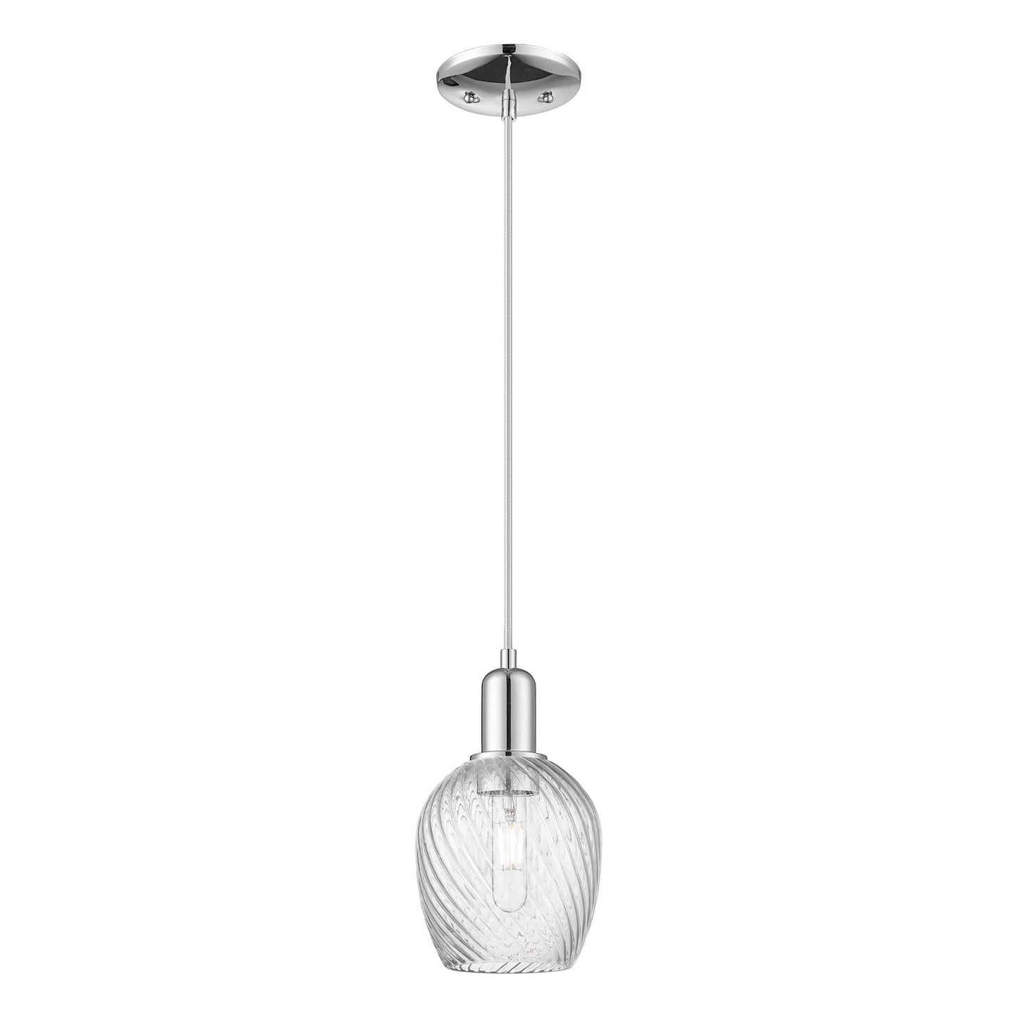 Innovations Salina 5.75in 1-Light Mini Pendant | Industrial Polished Chrome and Clear Spiral Fluted Glass | Kitchen Island & Dining | Model 716-1P-PC-G292
