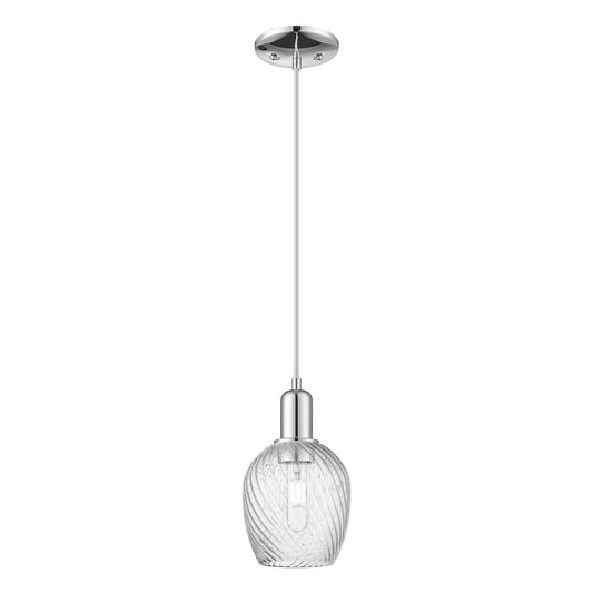 Innovations Salina 5.75in 1-Light Mini Pendant | Industrial Polished Chrome and Clear Spiral Fluted Glass | Kitchen Island & Dining | Model 716-1P-PC-G292