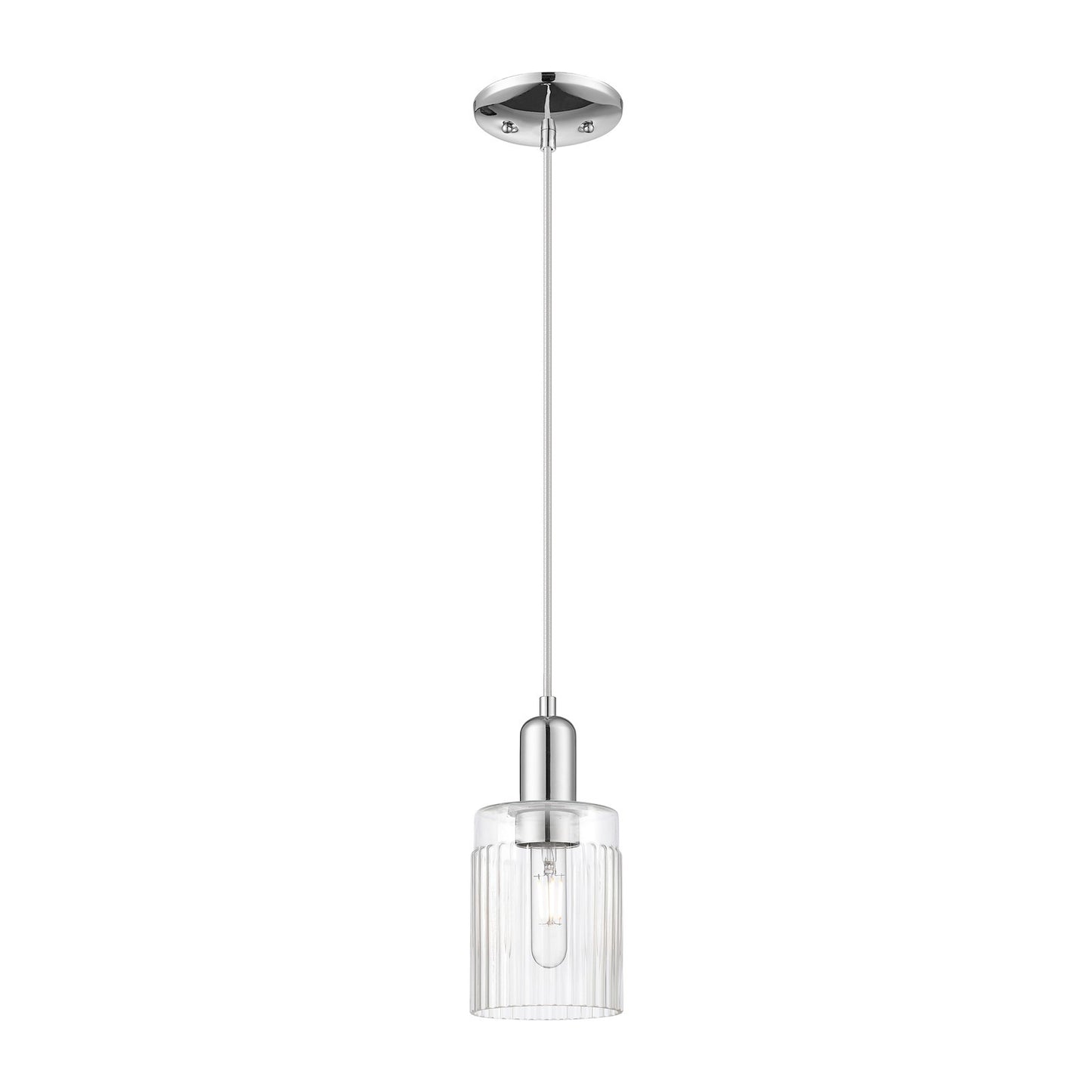 Innovations Hadley 5in 1-Light Mini Pendant | Industrial Polished Chrome and Clear Ribbed Glass | Kitchen Island & Dining Room | Model 716-1P-PC-G342