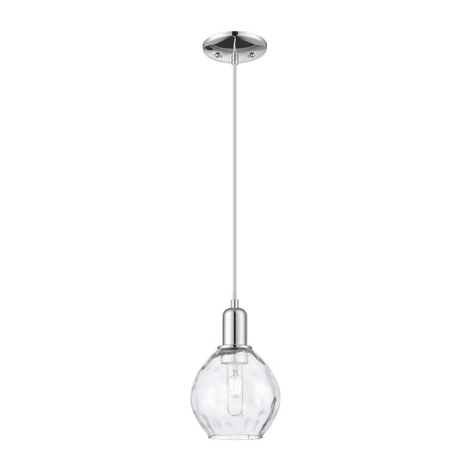 Innovations Waverly 6in 1-Light Mini Pendant | Industrial Polished Chrome and Clear Water Glass | Kitchen Island & Dining Room | 6 | Model 716-1P-PC-G362