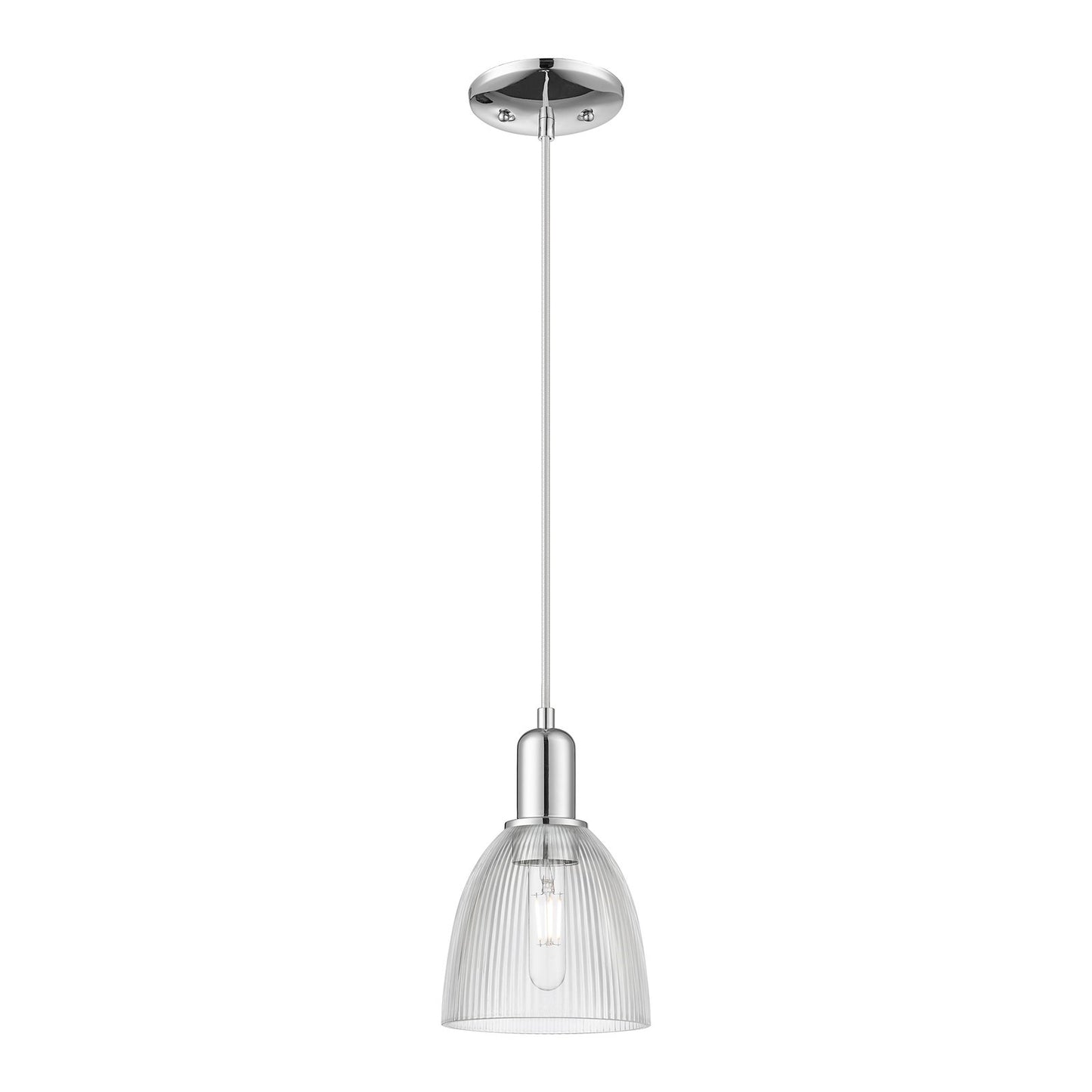 Innovations Castile 6in 1-Light Mini Pendant | Industrial Polished Chrome Steel and Clear Glass | Kitchen Island & Dining Room | Model 716-1P-PC-G382