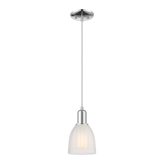 Innovations Brookfield 6in 1-Light Mini Pendant | Industrial Polished Chrome and White Frosted Ribbed Glass | Kitchen Island & | Model 716-1P-PC-G441